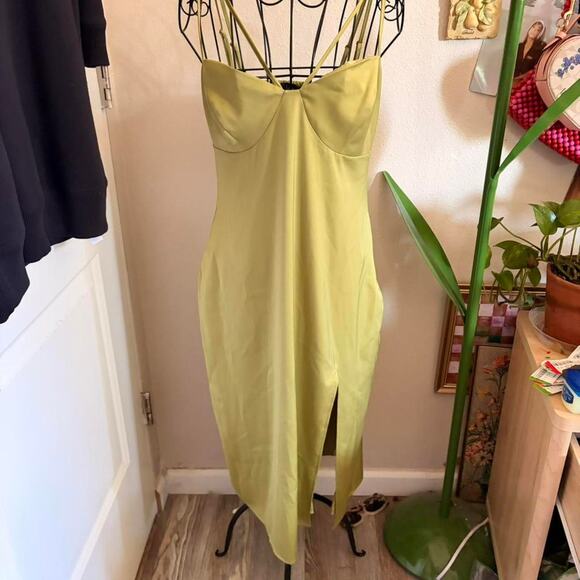 Lulus Dresses & Skirts - Lulus Midi Satin Green Strappy Dress L